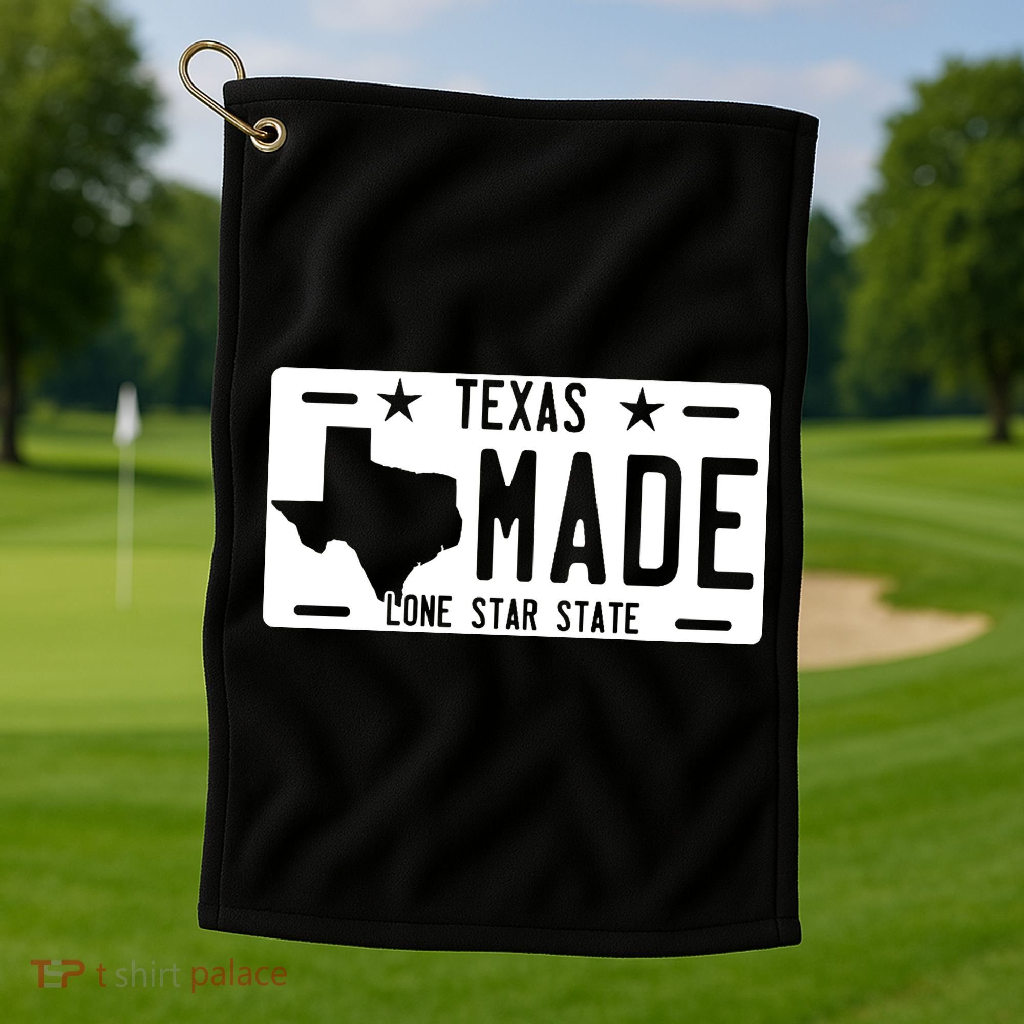 Texas Made Lone Star License Plate Golf Towel