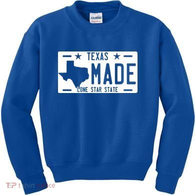 Texas Made Lone Star License Plate Kids Sweatshirt
