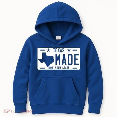 Texas Made Lone Star License Plate Kids Hoodie