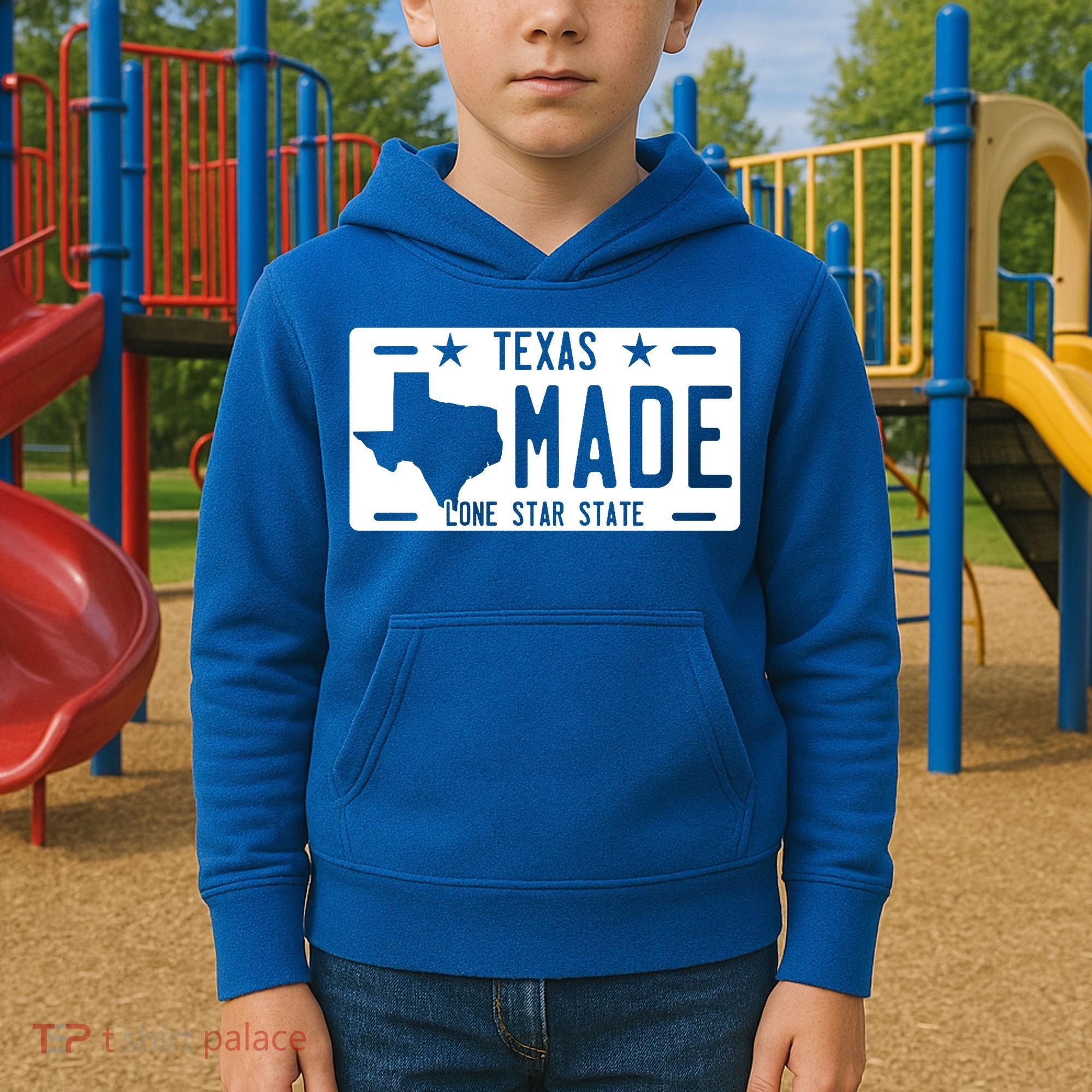 Texas Made Lone Star License Plate Kids Hoodie