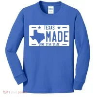 Texas Made Lone Star License Plate Kids Long Sleeve Shirt thumb 0