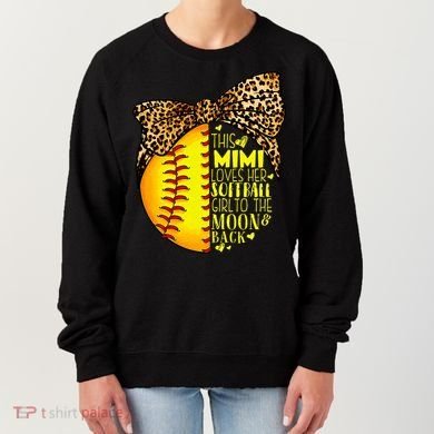 This Mimi Loves Her Softball Mother'S Day Leopard Women's Sweatshirt
