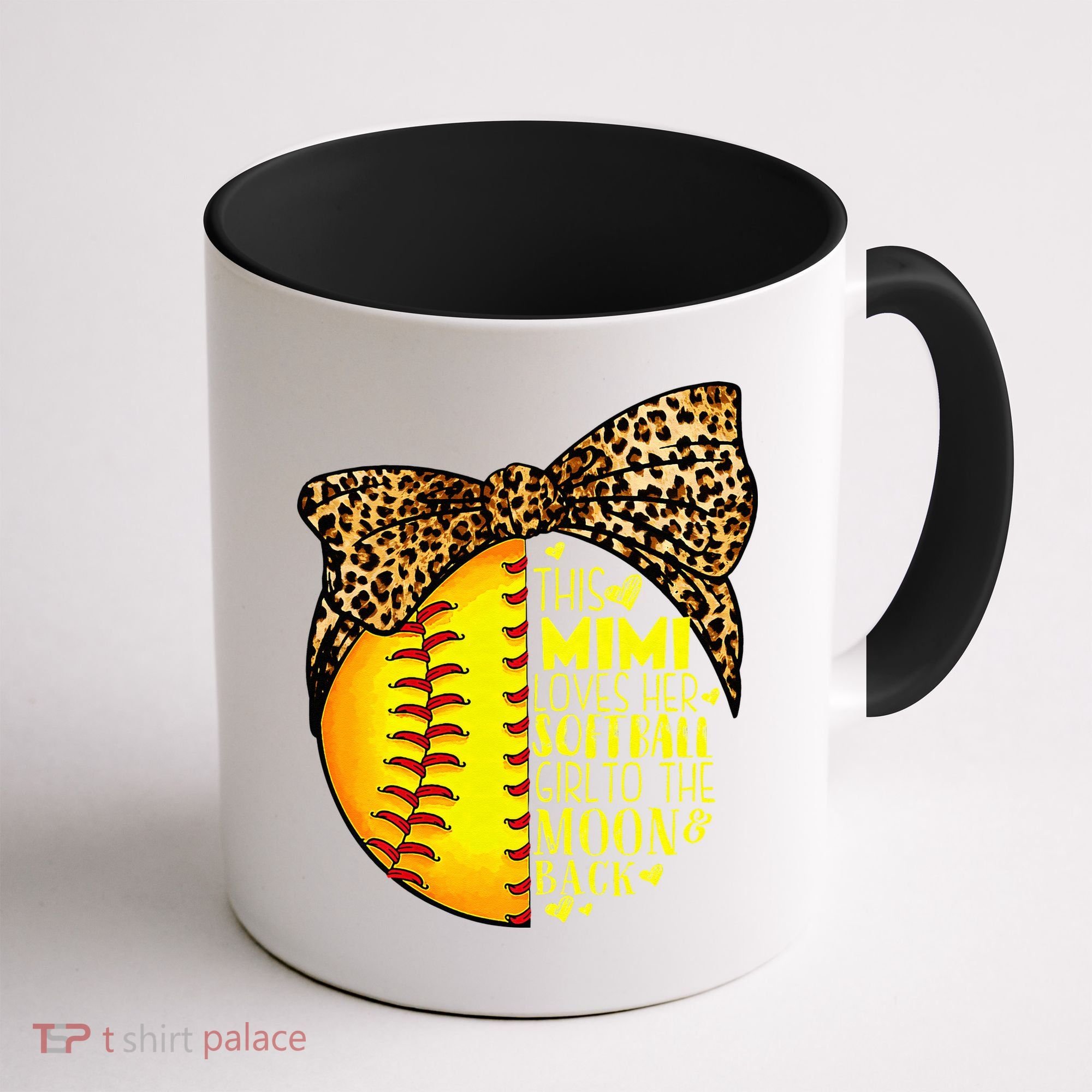 This Mimi Loves Her Softball Mother'S Day Leopard Coffee Mug