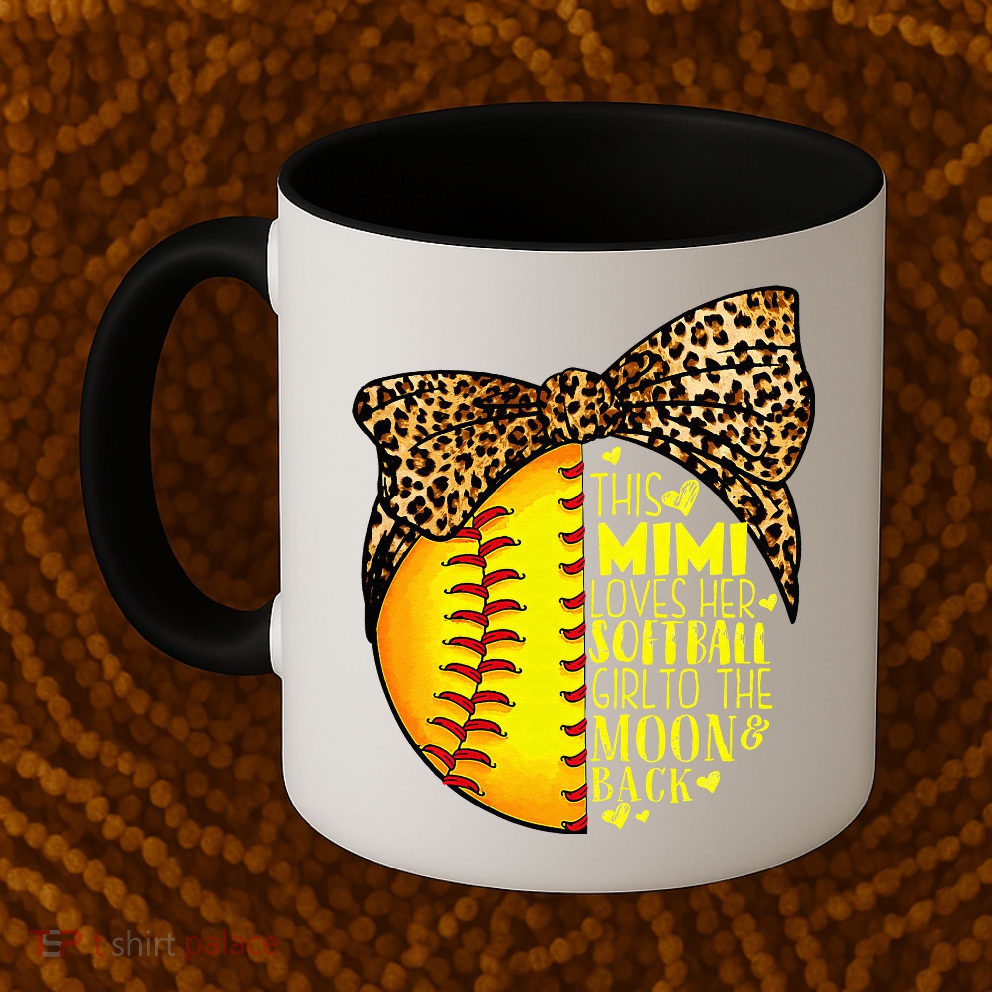 This Mimi Loves Her Softball Mother'S Day Leopard Coffee Mug