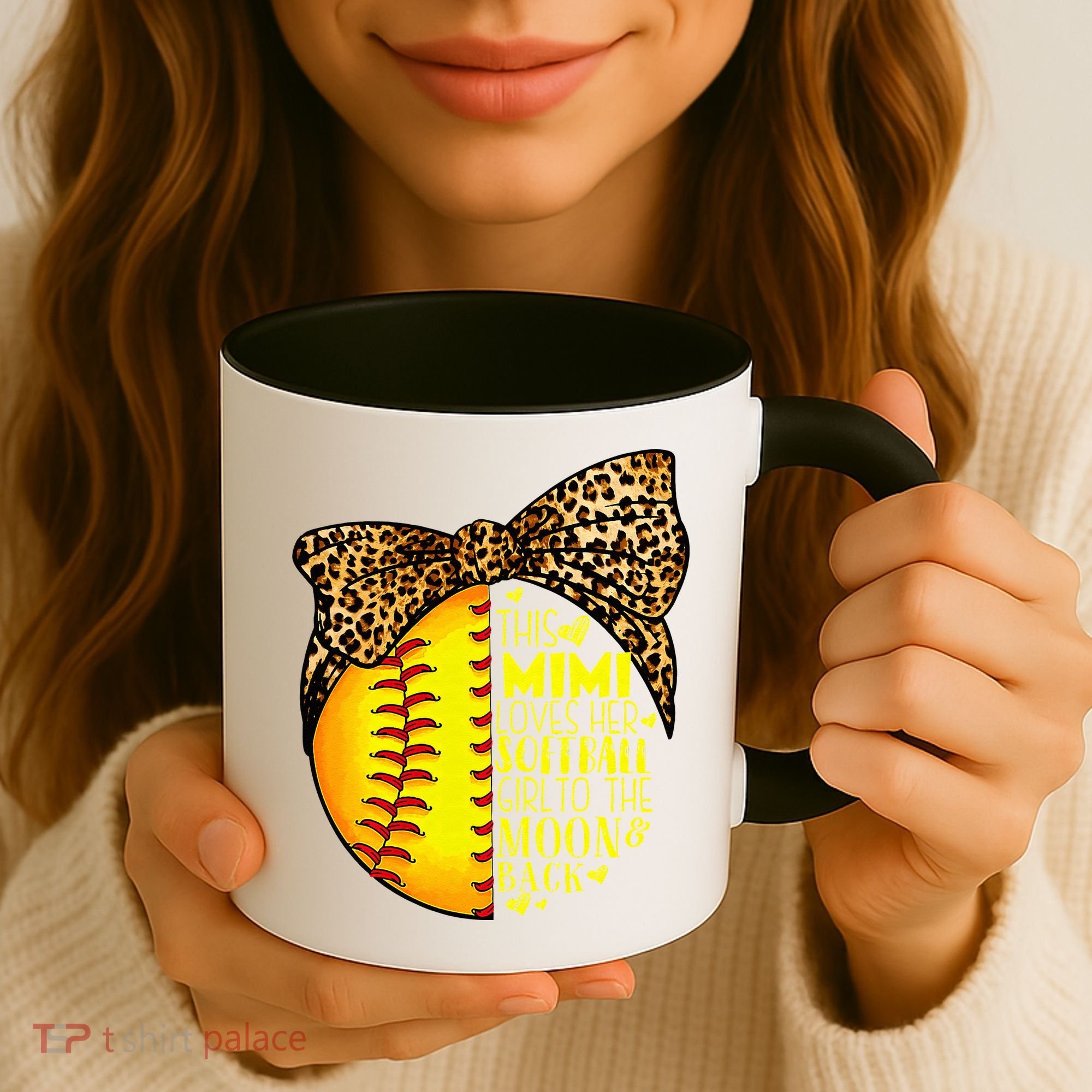 This Mimi Loves Her Softball Mother'S Day Leopard Coffee Mug