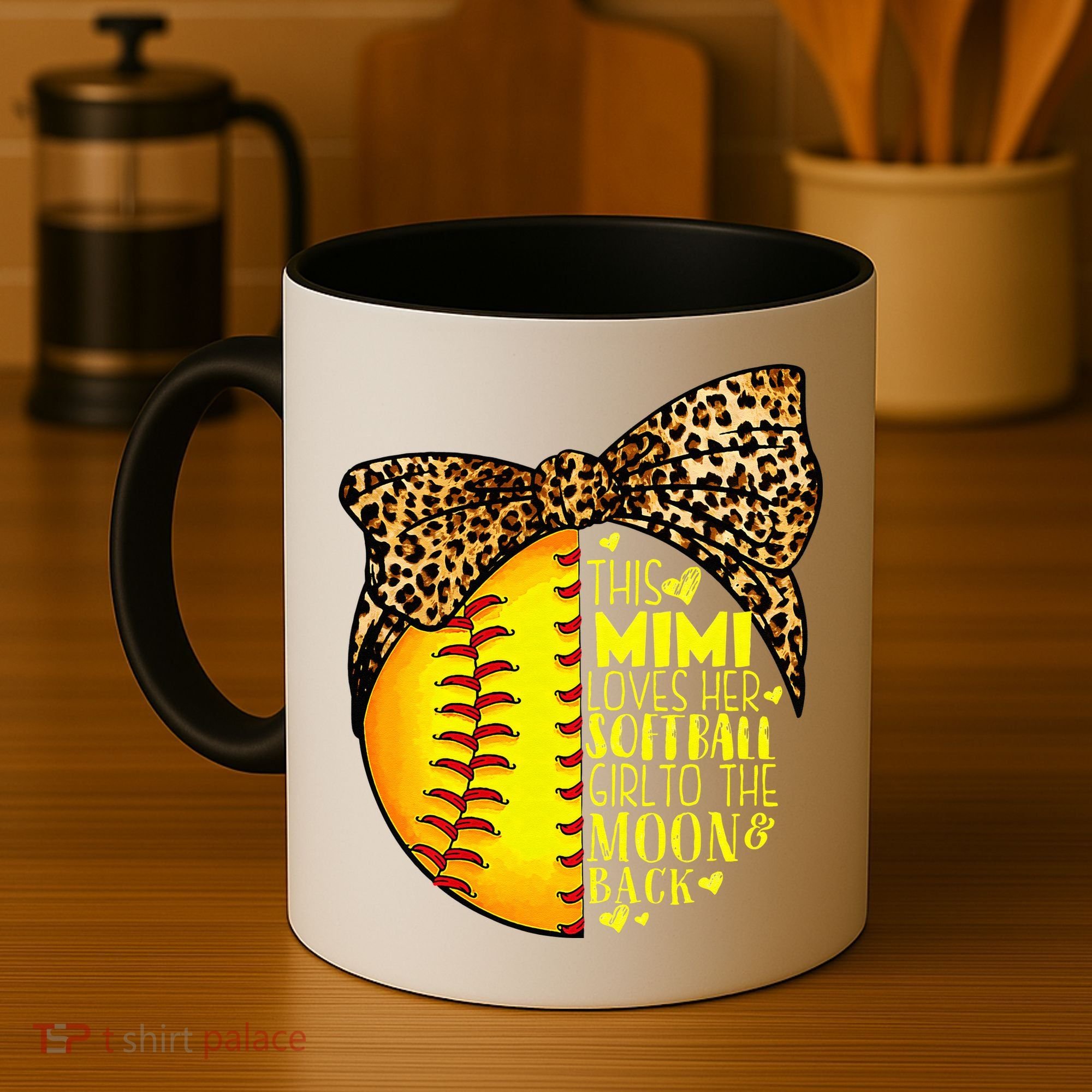 This Mimi Loves Her Softball Mother'S Day Leopard Coffee Mug