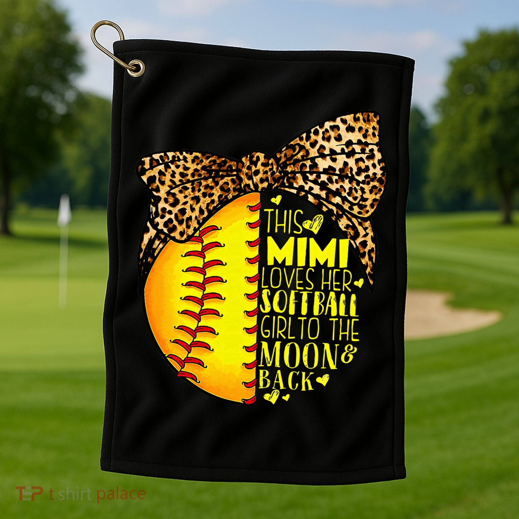This Mimi Loves Her Softball Mother'S Day Leopard Golf Towel