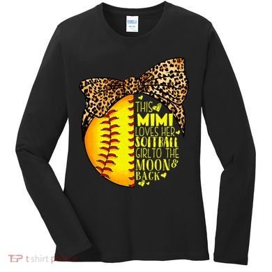 This Mimi Loves Her Softball Mother'S Day Leopard Women's Long Sleeve Shirt