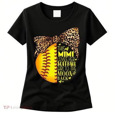 This Mimi Loves Her Softball Mother'S Day Leopard Women's T-Shirt