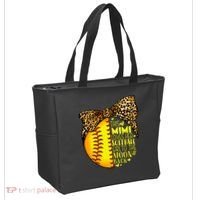 This Mimi Loves Her Softball Mother'S Day Leopard Tote Bag thumb 2
