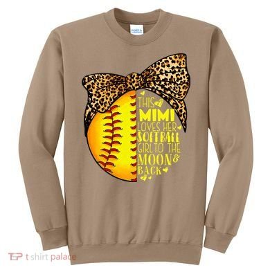 This Mimi Loves Her Softball Mother'S Day Leopard Sweatshirt