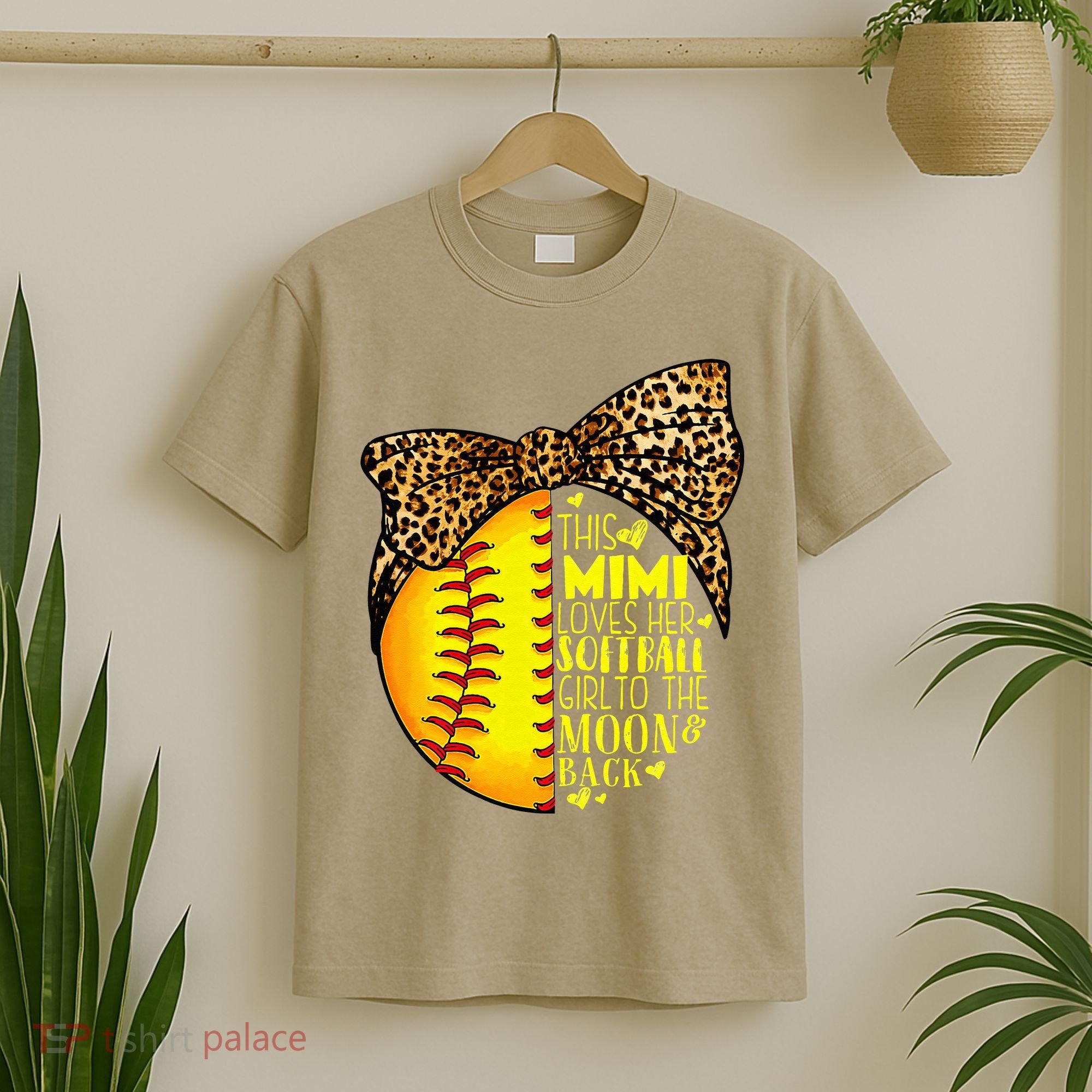 This Mimi Loves Her Softball Mother'S Day Leopard T-Shirt