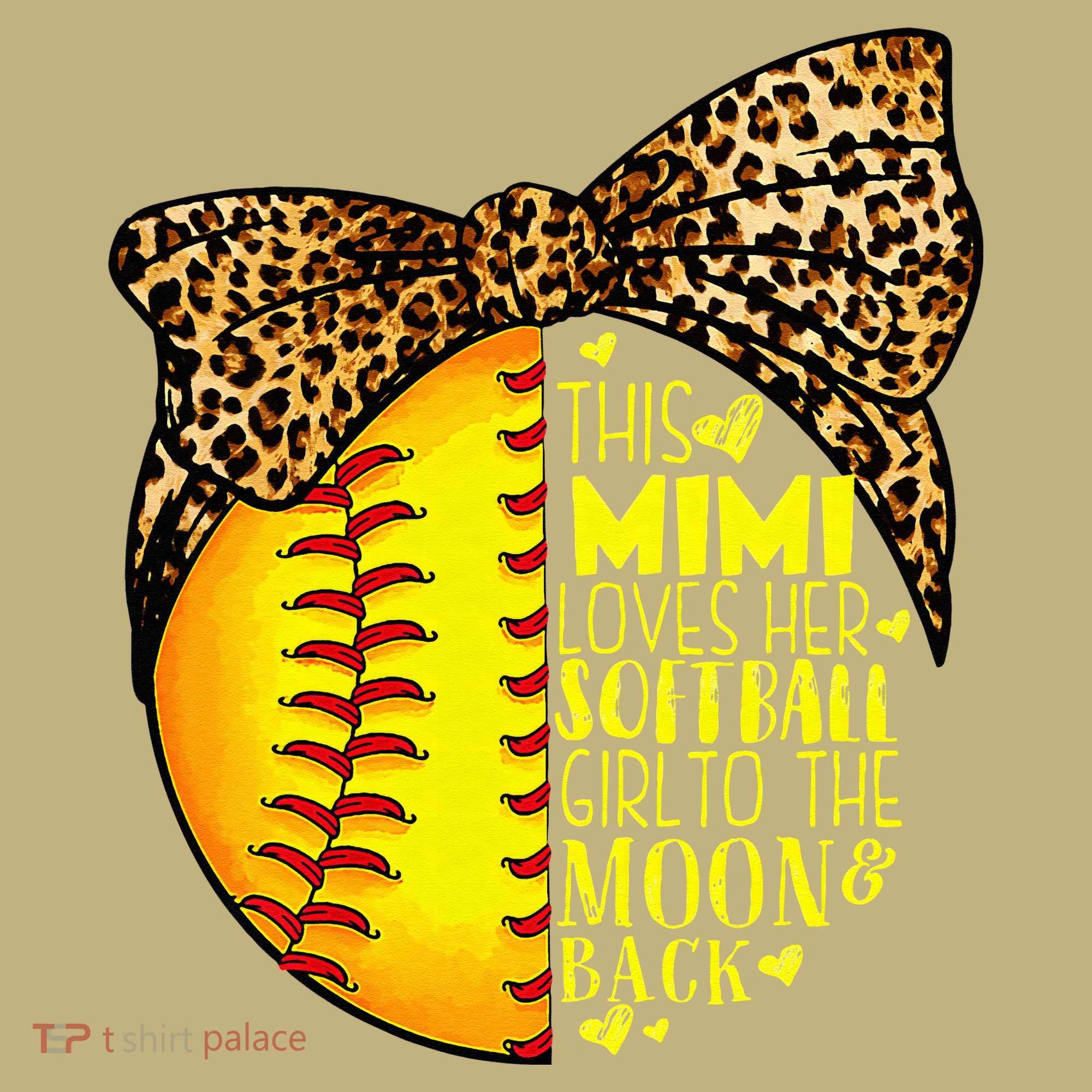 This Mimi Loves Her Softball Mother'S Day Leopard Button
