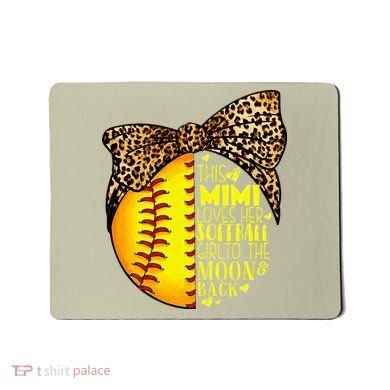 This Mimi Loves Her Softball Mother'S Day Leopard Mousepad
