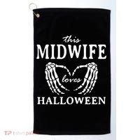 This Midwife Loves Halloween Doula Scary Birth Attendant Cool Gift Golf Towel thumb 0