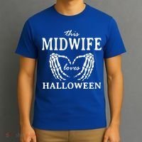 This Midwife Loves Halloween Doula Scary Birth Attendant Cool Gift T-Shirt thumb 3