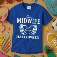 This Midwife Loves Halloween Doula Scary Birth Attendant Cool Gift Kids T-Shirt thumb 3