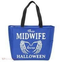 This Midwife Loves Halloween Doula Scary Birth Attendant Cool Gift Tote Bag thumb 0
