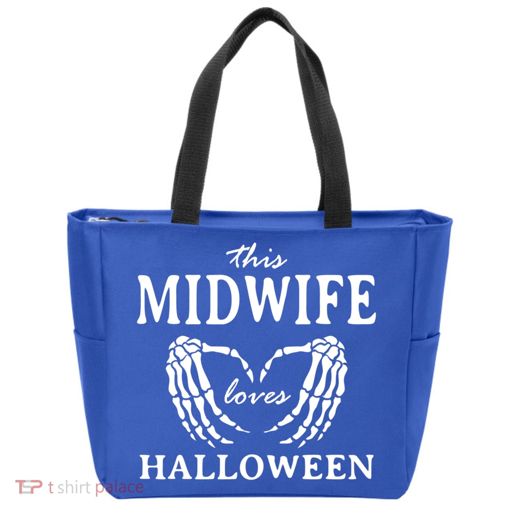 This Midwife Loves Halloween Doula Scary Birth Attendant Cool Gift Tote Bag
