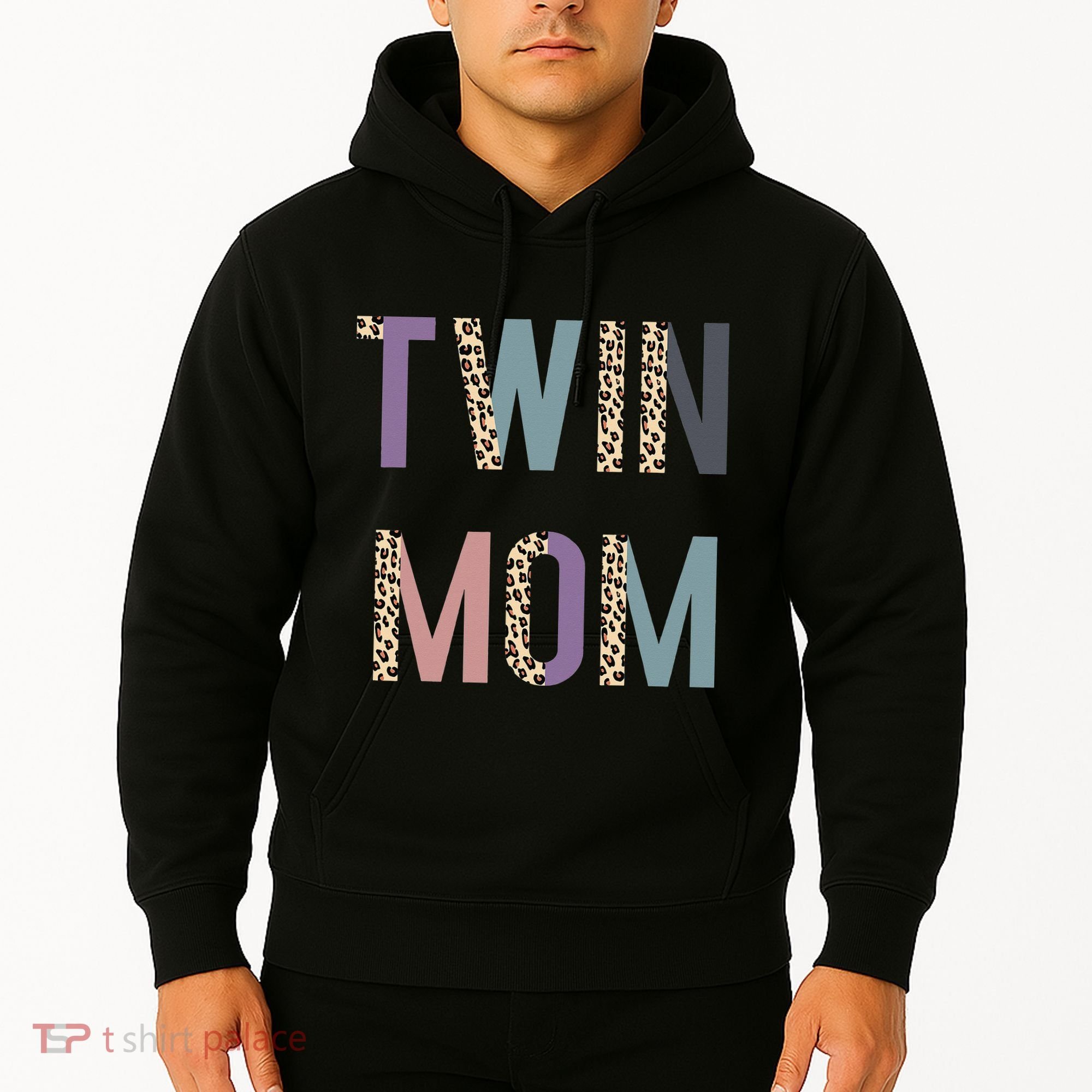 Twin Mom Mother's Day Twin Mom Leopard Hoodie