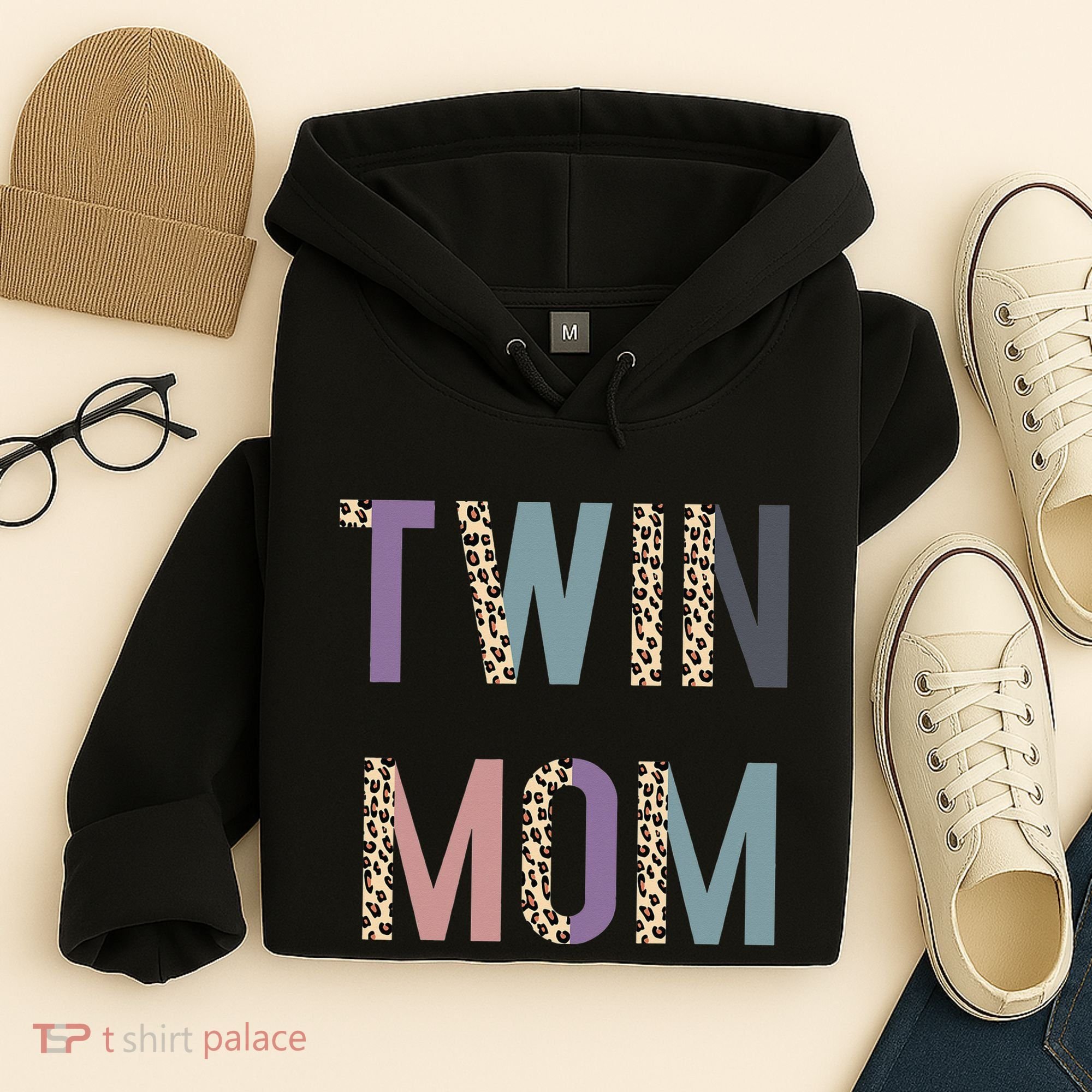Twin Mom Mother's Day Twin Mom Leopard Hoodie
