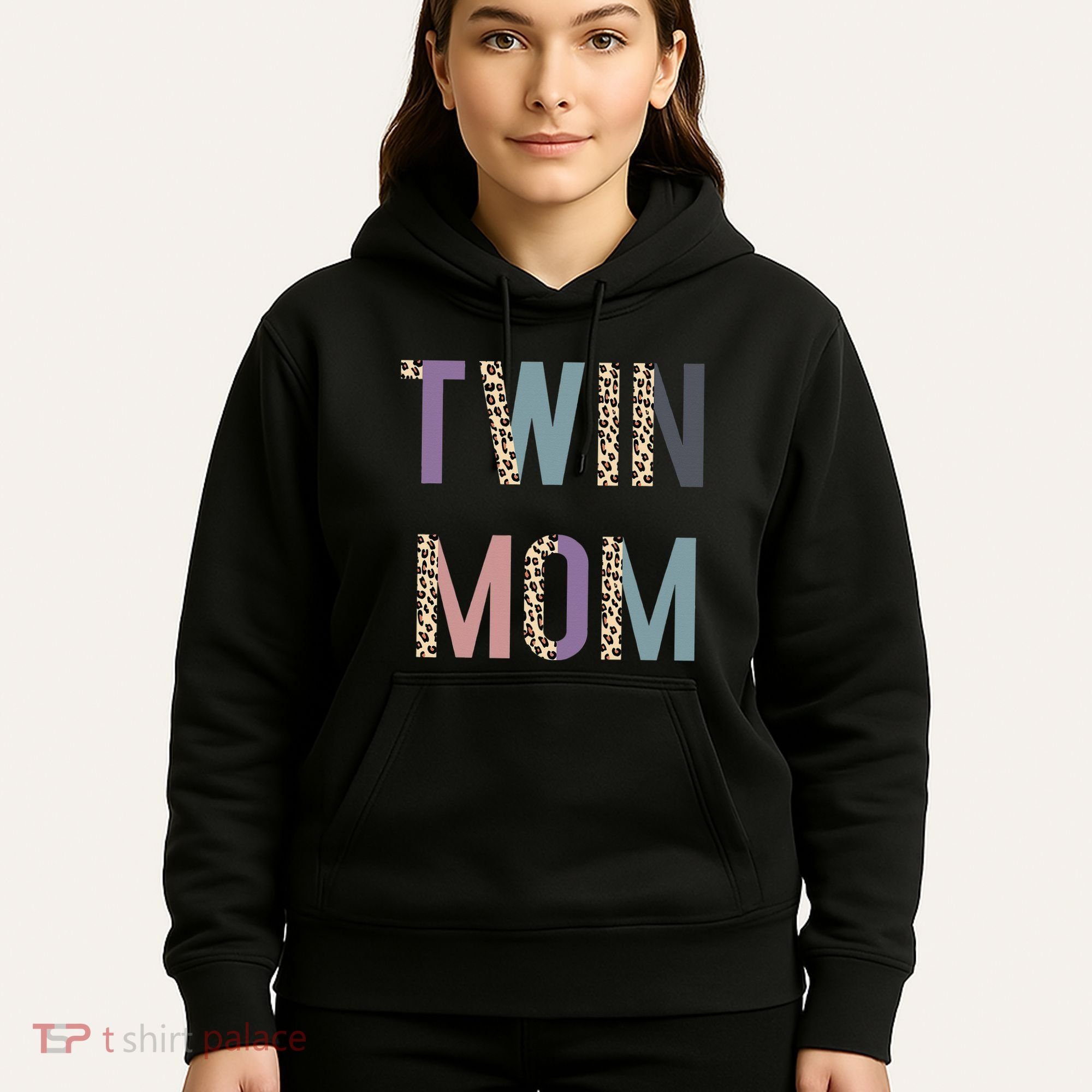 Twin Mom Mother's Day Twin Mom Leopard Hoodie