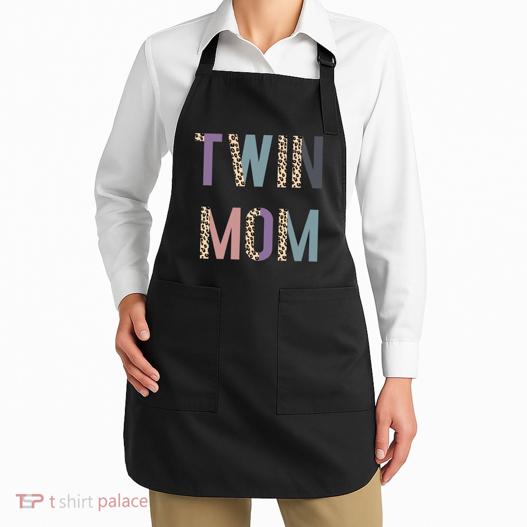 Twin Mom Mother's Day Twin Mom Leopard Apron