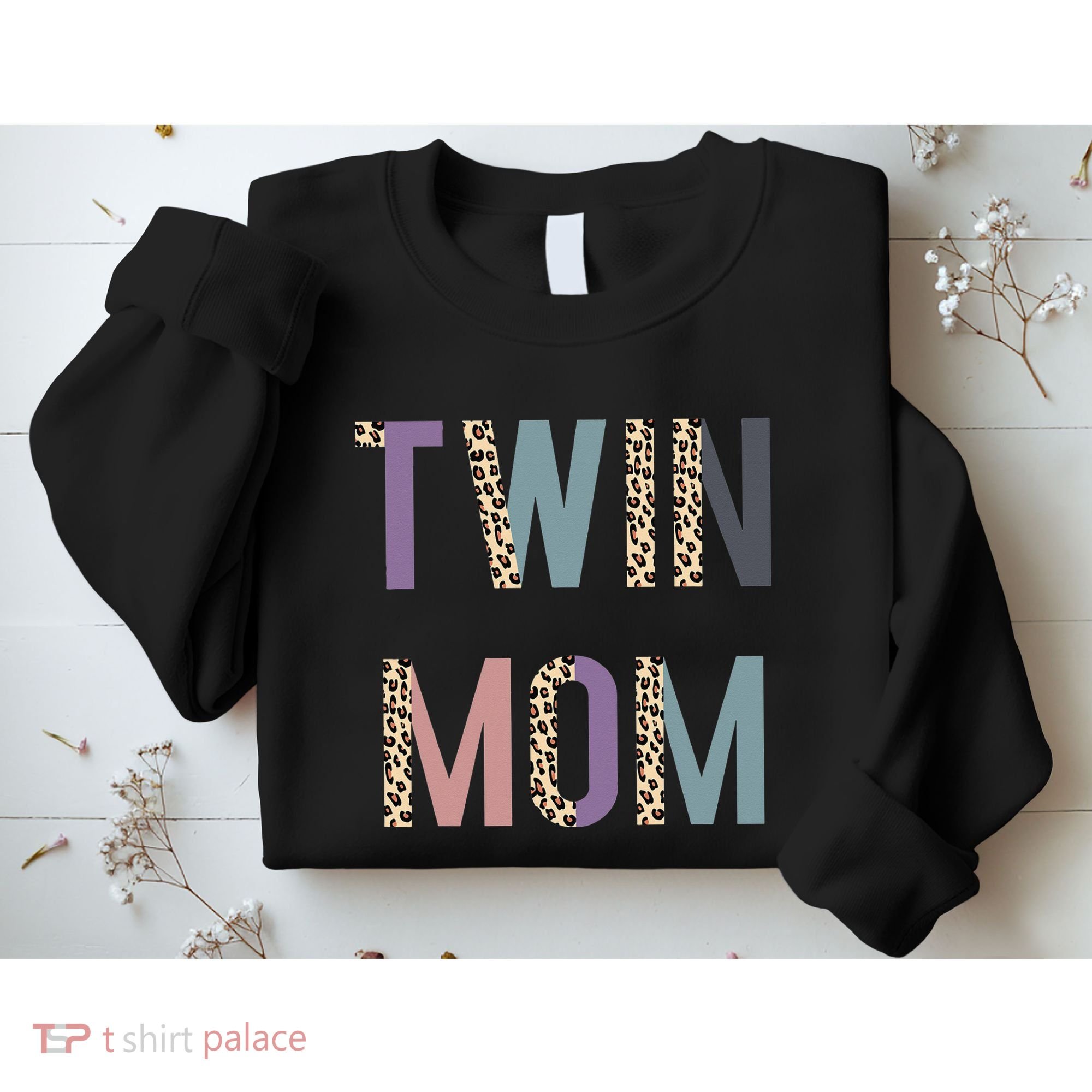 Twin Mom Mother's Day Twin Mom Leopard Sweatshirt