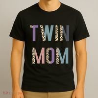 Twin Mom Mother's Day Twin Mom Leopard T-Shirt thumb 3