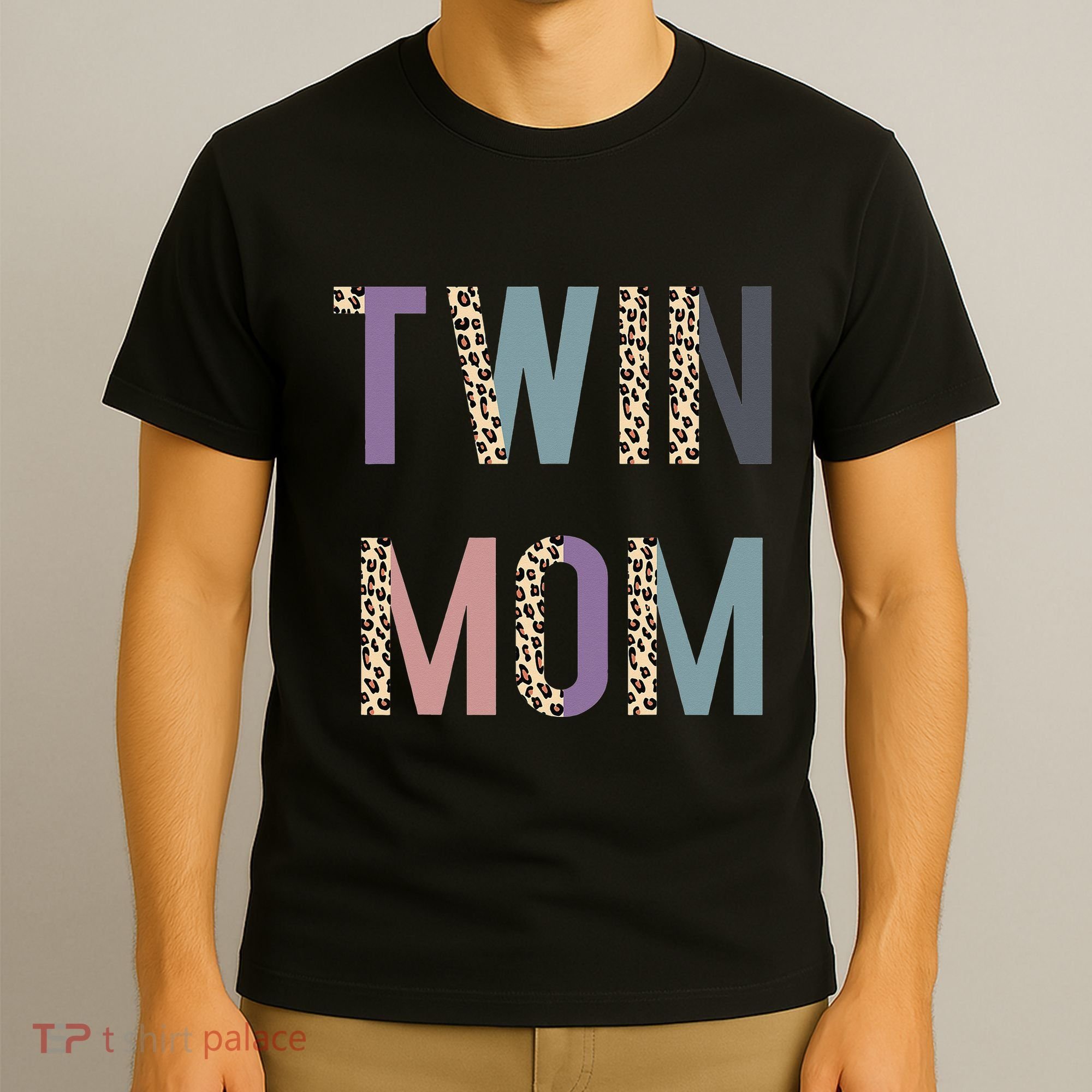 Twin Mom Mother's Day Twin Mom Leopard T-Shirt