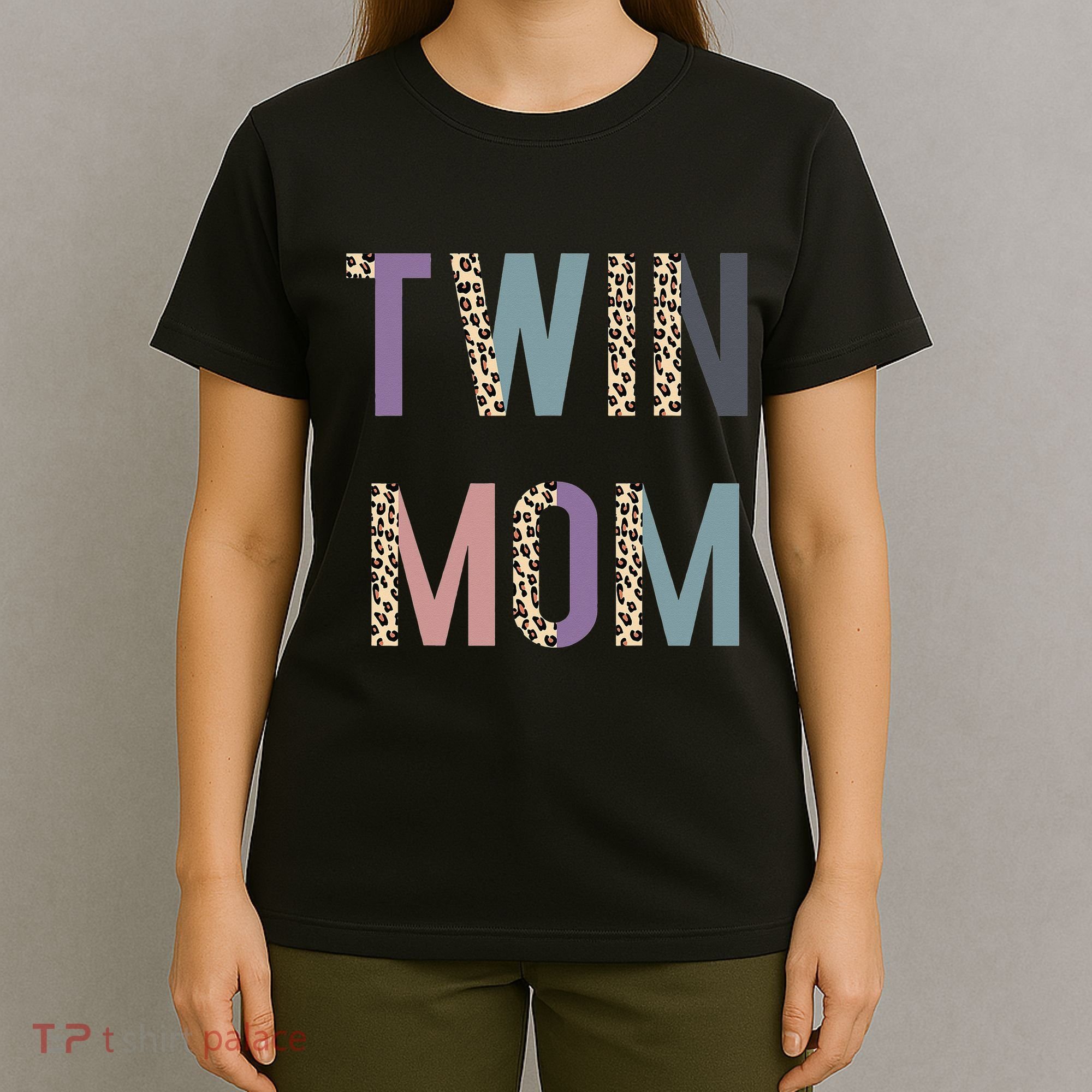 Twin Mom Mother's Day Twin Mom Leopard T-Shirt