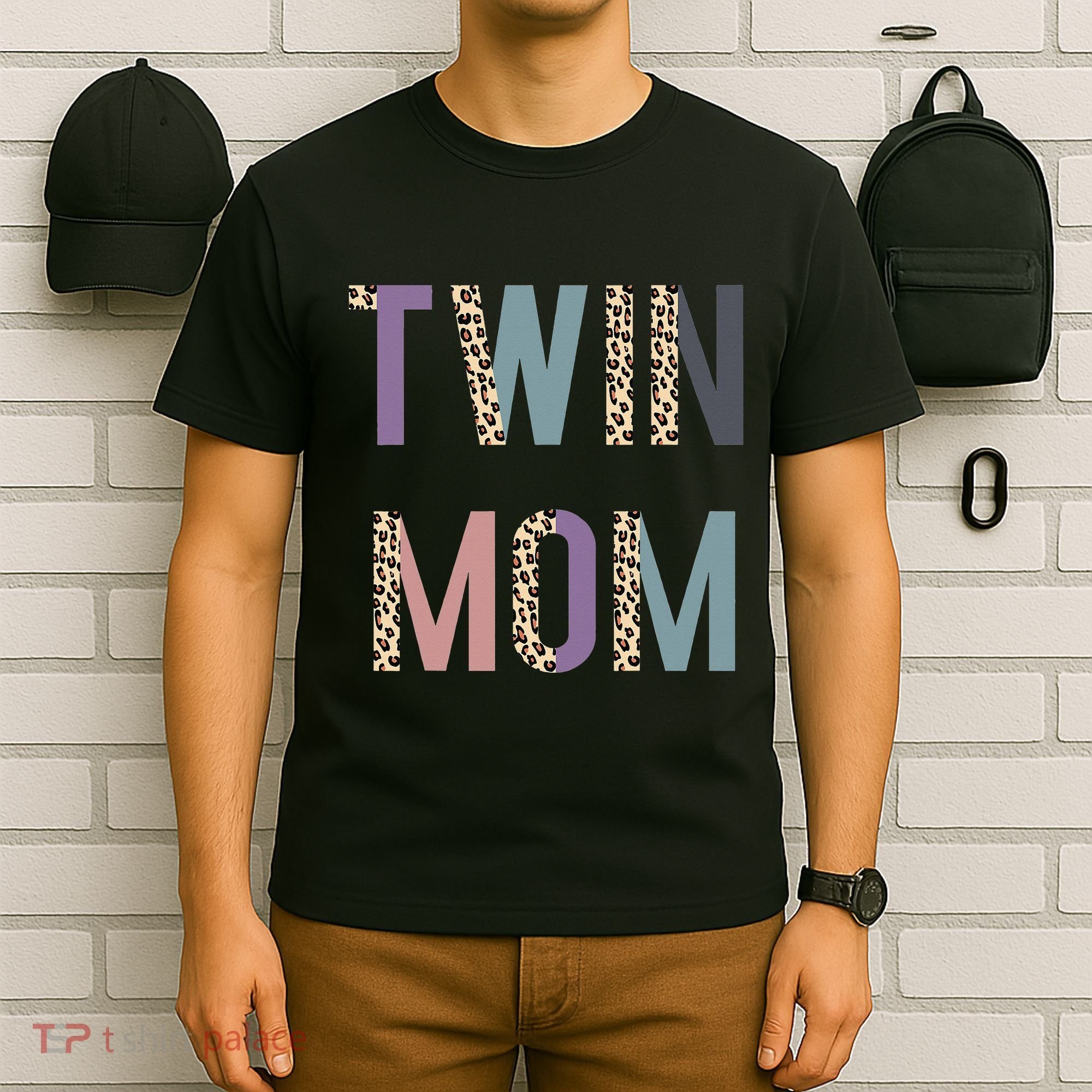 Twin Mom Mother's Day Twin Mom Leopard T-Shirt