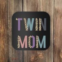 Twin Mom Mother's Day Twin Mom Leopard Coaster thumb 0