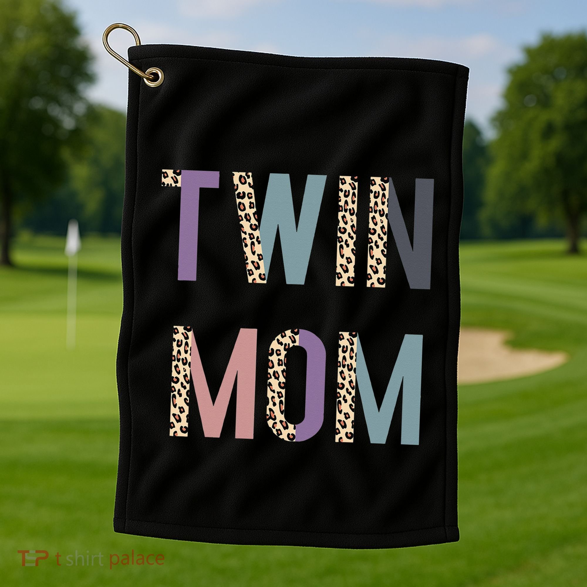 Twin Mom Mother's Day Twin Mom Leopard Golf Towel