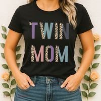 Twin Mom Mother's Day Twin Mom Leopard Women's T-Shirt thumb 2