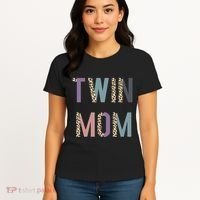 Twin Mom Mother's Day Twin Mom Leopard Women's T-Shirt thumb 4