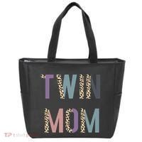 Twin Mom Mother's Day Twin Mom Leopard Tote Bag thumb 0