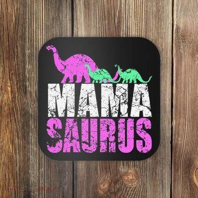 Twin Mom Mama Saurus Dinosaur Mother's Day Gift Coaster