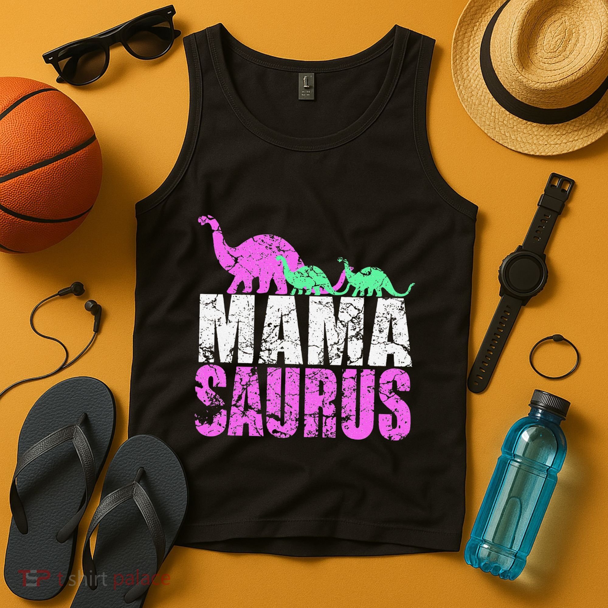 Twin Mom Mama Saurus Dinosaur Mother's Day Gift Tank Top
