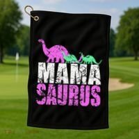 Twin Mom Mama Saurus Dinosaur Mother's Day Gift Golf Towel thumb 1