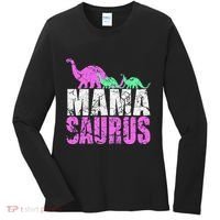 Twin Mom Mama Saurus Dinosaur Mother's Day Gift Women's Long Sleeve Shirt thumb 0