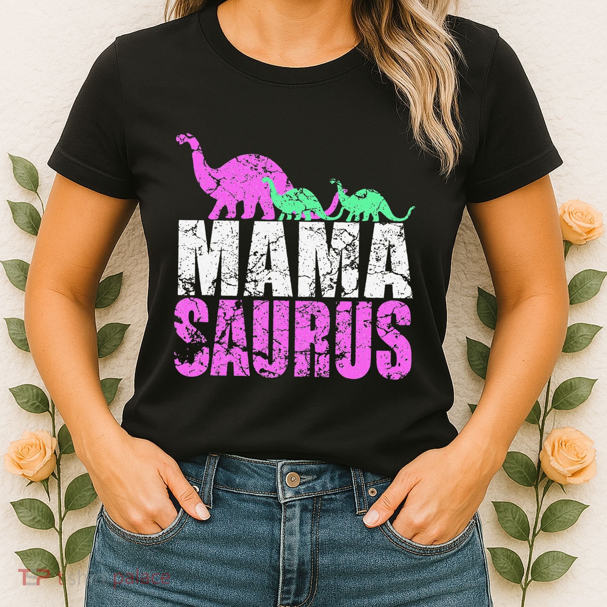 Twin Mom Mama Saurus Dinosaur Mother's Day Gift Women's T-Shirt