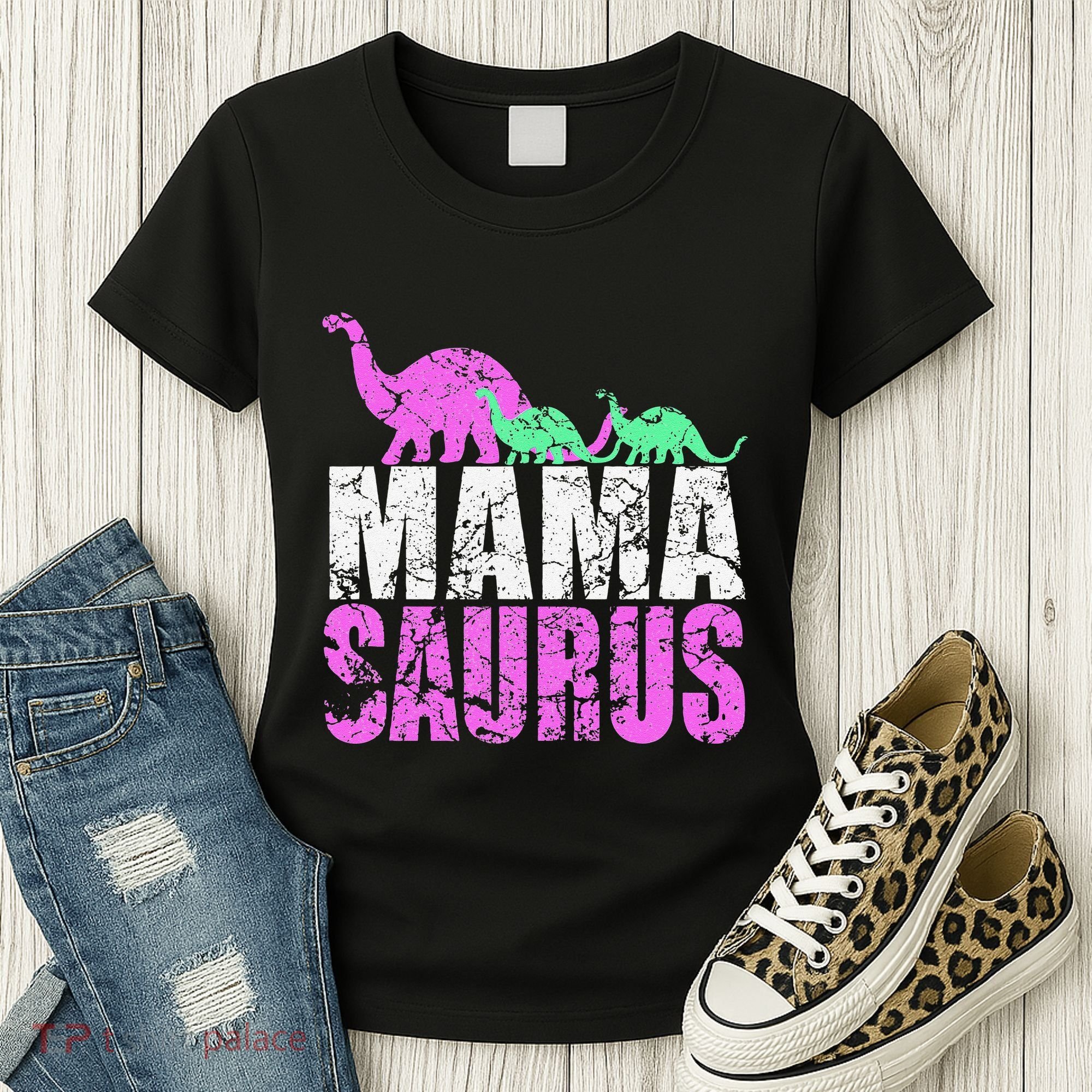 Twin Mom Mama Saurus Dinosaur Mother's Day Gift Women's T-Shirt
