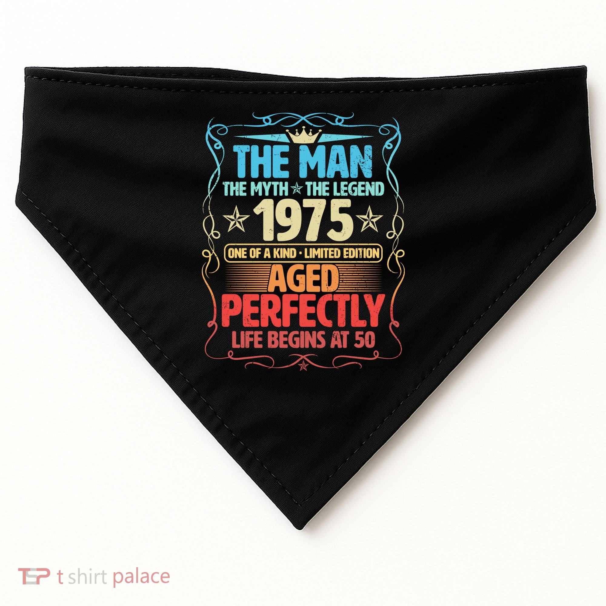 The Man Myth Legend 1975 Aged Perfectly 50th Birthday USA-Made Doggie Bandana