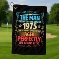 The Man Myth Legend 1975 Aged Perfectly 50th Birthday Golf Towel thumb 1