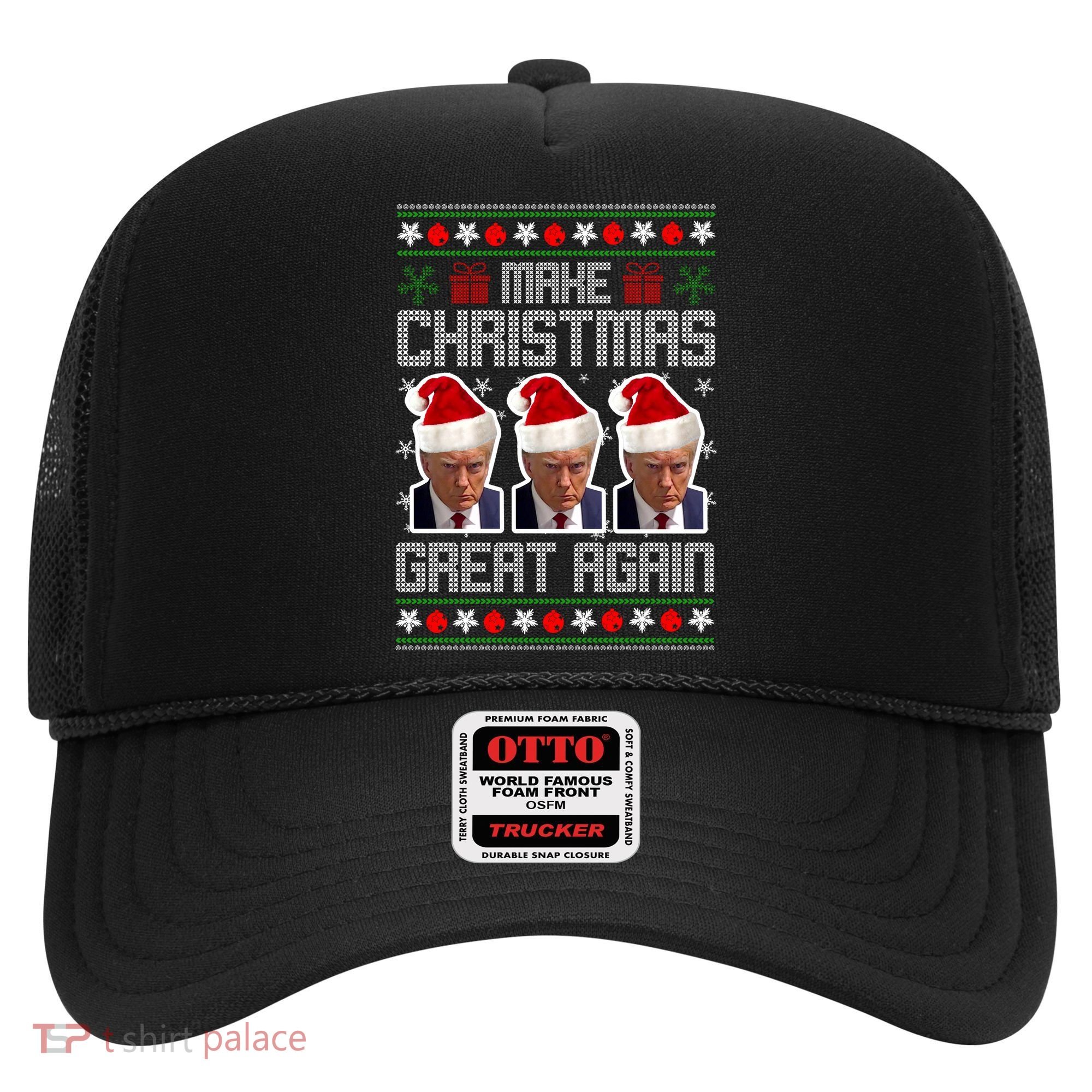 Trump Mugshot Make Christmas Great Again Funny Ugly Hat