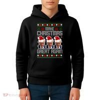 Trump Mugshot Make Christmas Great Again Funny Ugly Kids Hoodie thumb 4