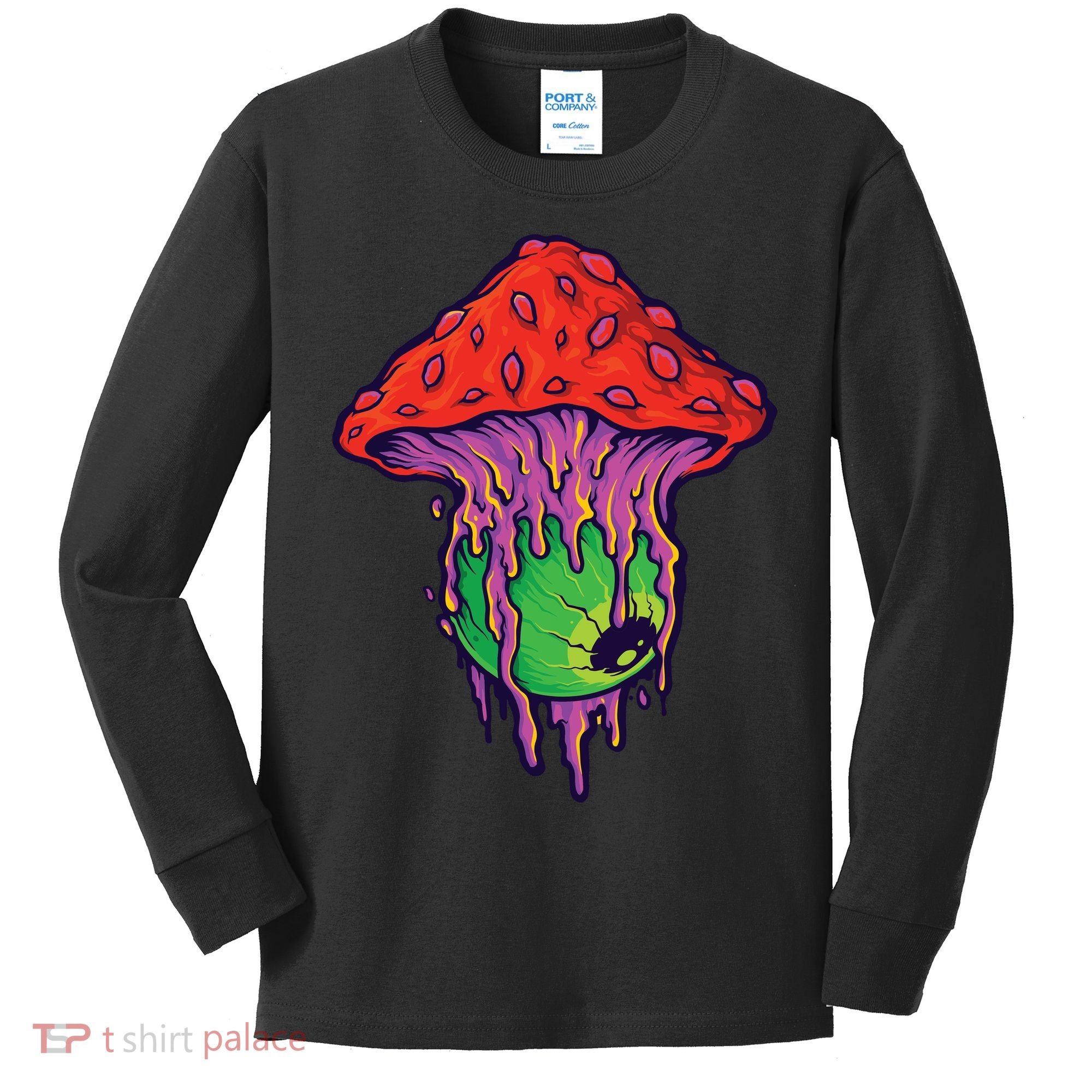 Trippy Melting Mushroom Kids Long Sleeve Shirt