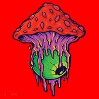 Trippy Melting Mushroom Santa Hat thumb 1