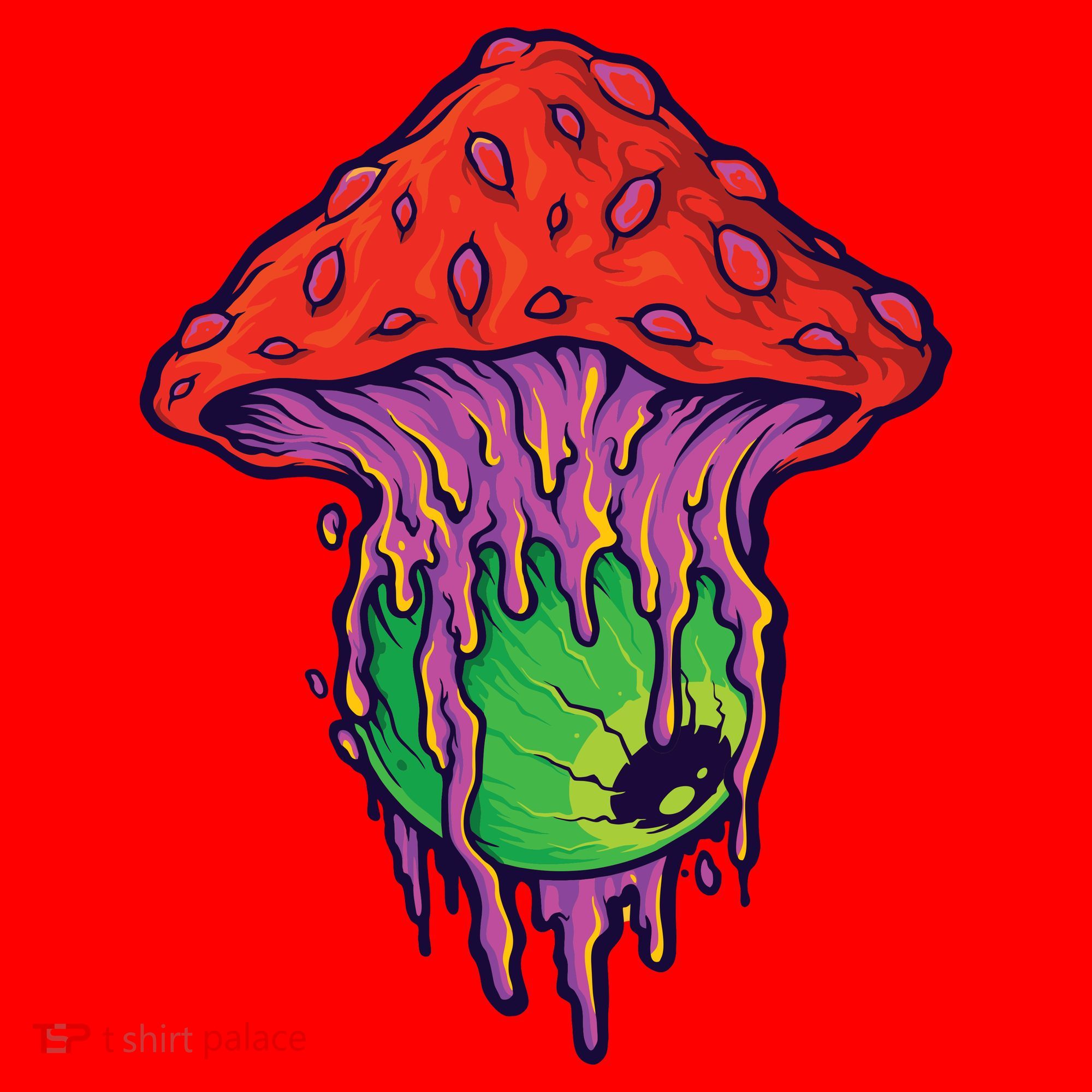 Trippy Melting Mushroom Santa Hat
